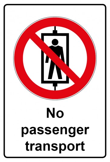 Aufkleber Verbotszeichen Piktogramm & Text englisch · No passenger transport | stark haftend (Verbotsaufkleber)