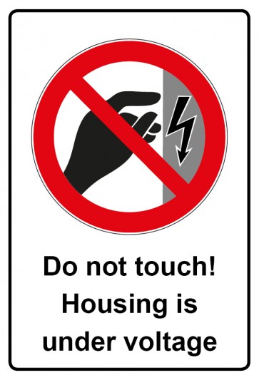 Magnetschild Verbotszeichen Piktogramm & Text englisch · Do not touch! Housing is under voltage (Verbotsschild magnetisch · Magnetfolie)