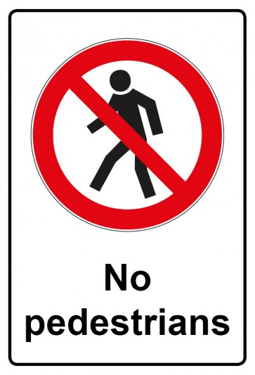 Aufkleber Verbotszeichen Piktogramm & Text englisch · No pedestrians (Verbotsaufkleber)