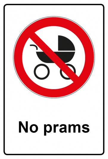 Schild Verbotszeichen Piktogramm & Text englisch · No prams (Verbotsschild)