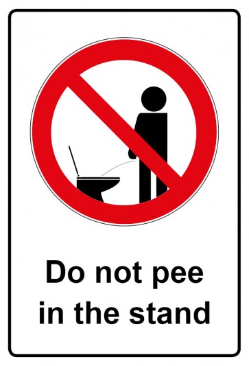 Aufkleber Verbotszeichen Piktogramm & Text englisch · Do not pee in the stand (Verbotsaufkleber)