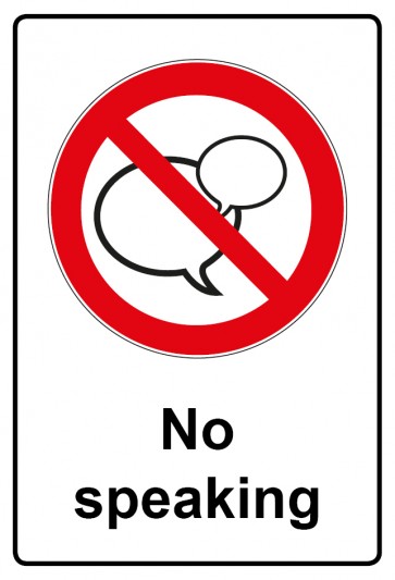 Schild Verbotszeichen Piktogramm & Text englisch · No speaking (Verbotsschild)
