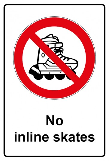 Aufkleber Verbotszeichen Piktogramm & Text englisch · No inline skates (Verbotsaufkleber)