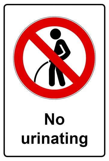 Schild Verbotszeichen Piktogramm & Text englisch · No urinating (Verbotsschild)