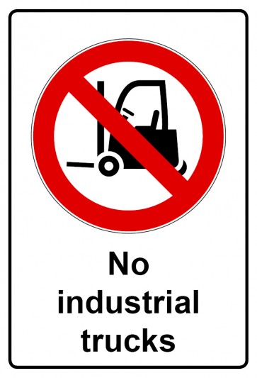 Aufkleber Verbotszeichen Piktogramm & Text englisch · No industrial trucks (Verbotsaufkleber)