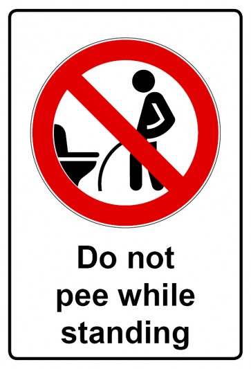 Magnetschild Verbotszeichen Piktogramm & Text englisch · Do not pee while standing (Verbotsschild magnetisch · Magnetfolie)