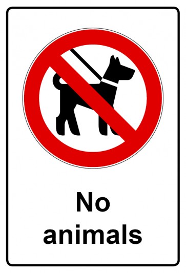 Aufkleber Verbotszeichen Piktogramm & Text englisch · No animals | stark haftend (Verbotsaufkleber)