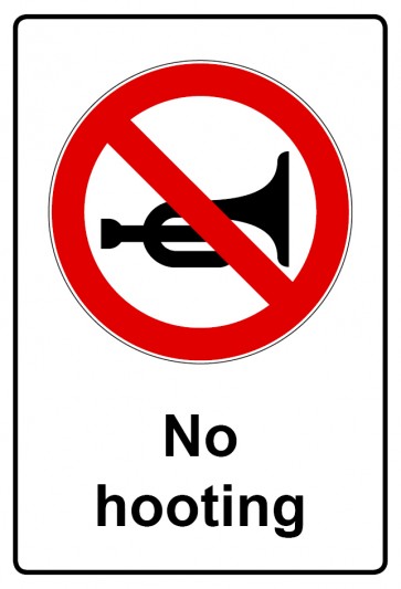 Aufkleber Verbotszeichen Piktogramm & Text englisch · No hooting (Verbotsaufkleber)