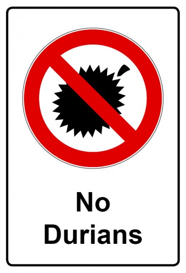 Aufkleber Verbotszeichen Piktogramm & Text englisch · No Durians | stark haftend (Verbotsaufkleber)