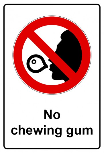 Aufkleber Verbotszeichen Piktogramm & Text englisch · No chewing gum (Verbotsaufkleber)