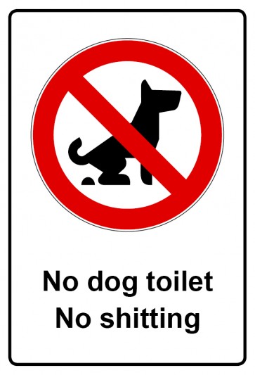 Schild Verbotszeichen Piktogramm & Text englisch · No dog toilet No shitting | selbstklebend (Verbotsschild)