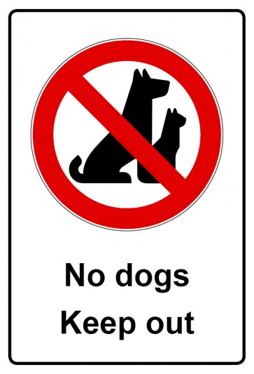 Aufkleber Verbotszeichen Piktogramm & Text englisch · No dogs Keep out (Verbotsaufkleber)