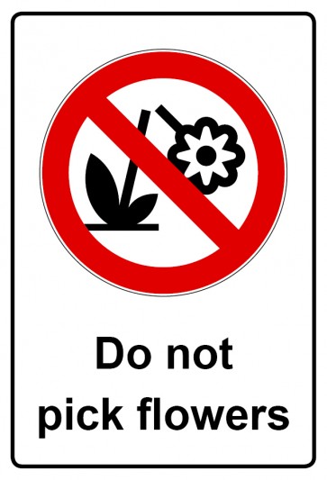 Aufkleber Verbotszeichen Piktogramm & Text englisch · Do not pick flowers | stark haftend