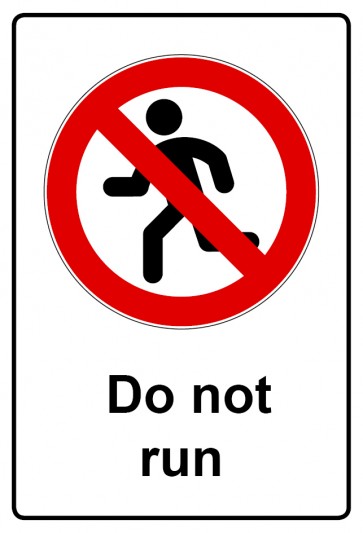 Schild Verbotszeichen Piktogramm & Text englisch · Do not run (Verbotsschild)