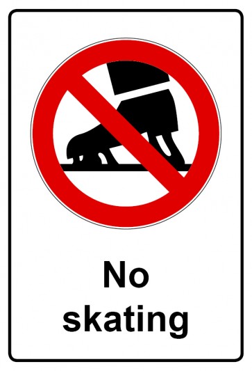 Schild Verbotszeichen Piktogramm & Text englisch · No skating (Verbotsschild)
