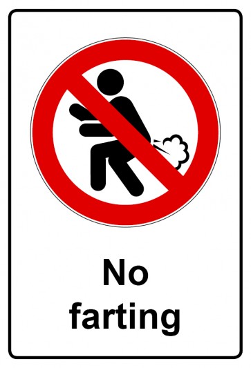 Schild Verbotszeichen Piktogramm & Text englisch · No farting (Verbotsschild)