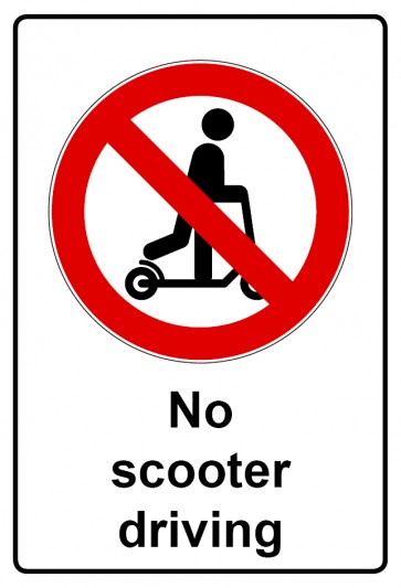 Magnetschild Verbotszeichen Piktogramm & Text englisch · No scooter driving (Verbotsschild magnetisch · Magnetfolie)
