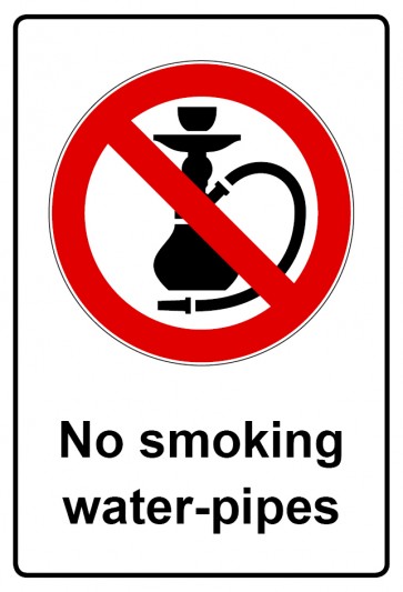Aufkleber Verbotszeichen Piktogramm & Text englisch · No smoking water-pipes (Verbotsaufkleber)