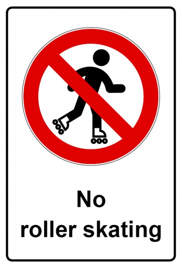 Schild Verbotszeichen Piktogramm & Text englisch · No roller skating | selbstklebend (Verbotsschild)