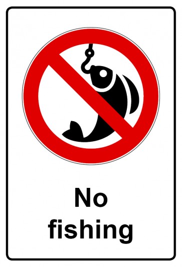 Aufkleber Verbotszeichen Piktogramm & Text englisch · No fishing | stark haftend