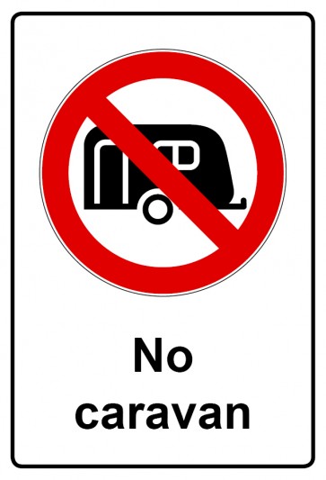 Schild Verbotszeichen Piktogramm & Text englisch · No caravan (Verbotsschild)