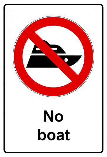 Aufkleber Verbotszeichen Piktogramm & Text englisch · No boat (Verbotsaufkleber)