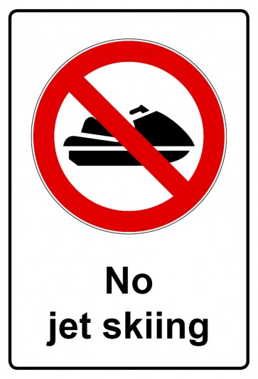 Schild Verbotszeichen Piktogramm & Text englisch · No jet skiing (Verbotsschild)