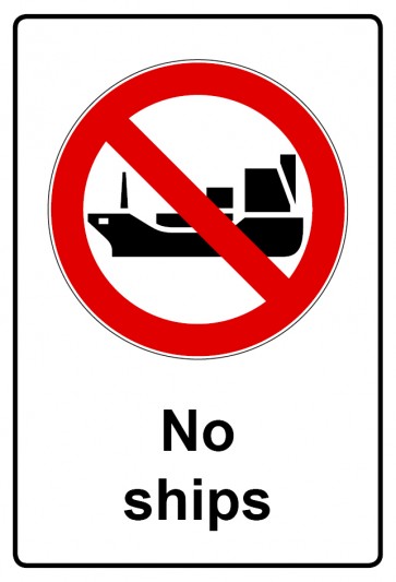 Aufkleber Verbotszeichen Piktogramm & Text englisch · No ships (Verbotsaufkleber)