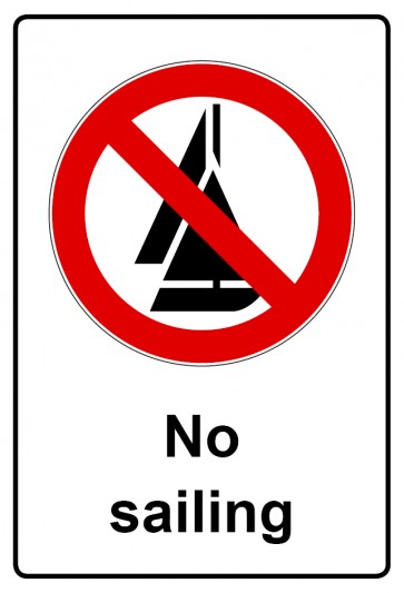 Schild Verbotszeichen Piktogramm & Text englisch · No sailing (Verbotsschild)