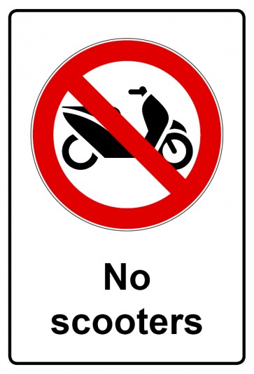 Schild Verbotszeichen Piktogramm & Text englisch · No scooters | selbstklebend (Verbotsschild)
