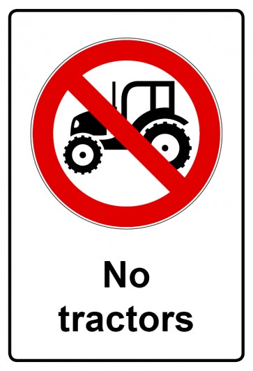 Aufkleber Verbotszeichen Piktogramm & Text englisch · No tractors | stark haftend (Verbotsaufkleber)