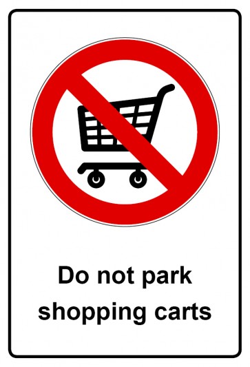 Schild Verbotszeichen Piktogramm & Text englisch · Do not park shopping carts | selbstklebend