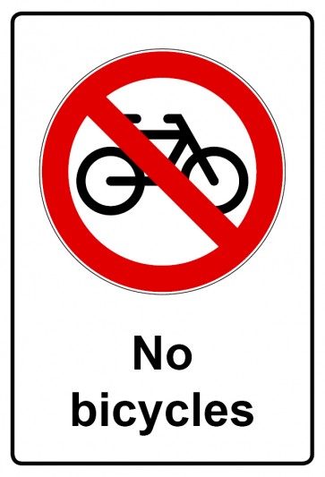 Aufkleber Verbotszeichen Piktogramm & Text englisch · No bicycles | stark haftend (Verbotsaufkleber)