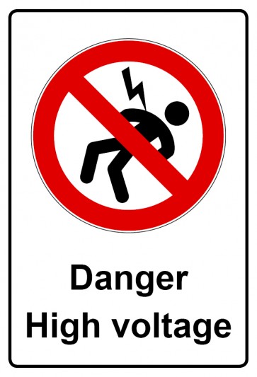 Schild Verbotszeichen Piktogramm & Text englisch · Danger High voltage (Verbotsschild)