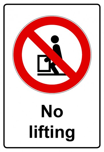 Aufkleber Verbotszeichen Piktogramm & Text englisch · No lifting (Verbotsaufkleber)