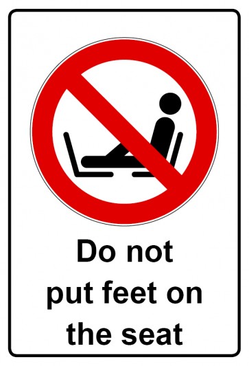 Aufkleber Verbotszeichen Piktogramm & Text englisch · Do not put feet on the seat (Verbotsaufkleber)