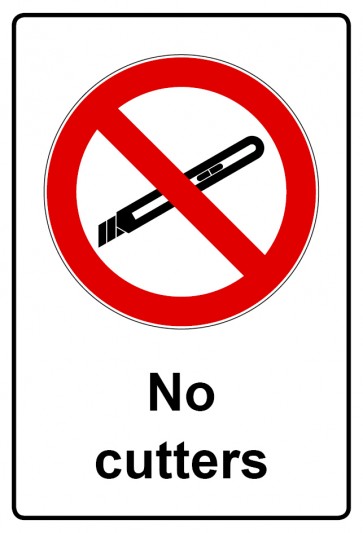Magnetschild Verbotszeichen Piktogramm & Text englisch · No cutters (Verbotsschild magnetisch · Magnetfolie)