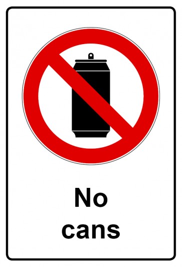 Aufkleber Verbotszeichen Piktogramm & Text englisch · No cans (Verbotsaufkleber)