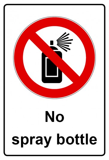 Schild Verbotszeichen Piktogramm & Text englisch · No spray bottle  (Verbotsschild)
