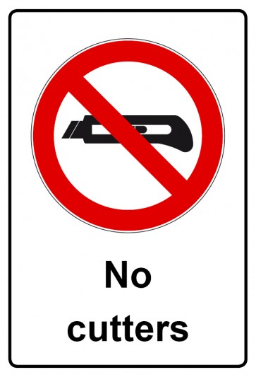 Schild Verbotszeichen Piktogramm & Text englisch · No cutters (Verbotsschild)