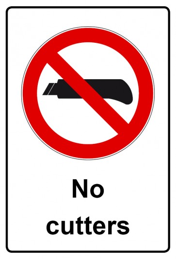 Schild Verbotszeichen Piktogramm & Text englisch · No cutters (Verbotsschild)