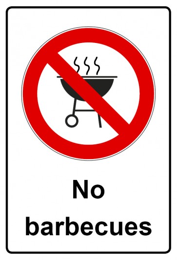 Schild Verbotszeichen Piktogramm & Text englisch · No barbecues (Verbotsschild)