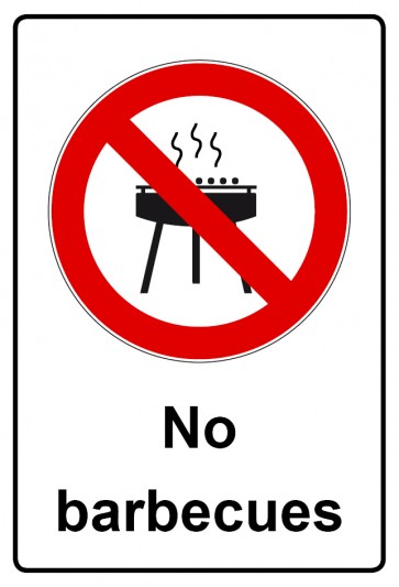 Aufkleber Verbotszeichen Piktogramm & Text englisch · No barbecues (Verbotsaufkleber)