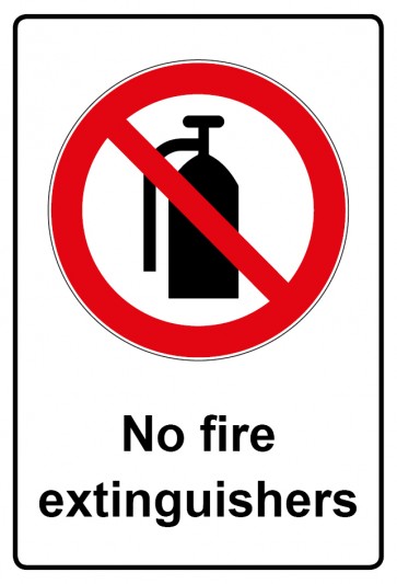 Aufkleber Verbotszeichen Piktogramm & Text englisch · No fire extinguishers (Verbotsaufkleber)