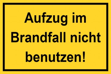 Baustellenschild Aufzug im Brandfall nicht benutzen | gelb · MAGNETSCHILD