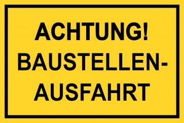 Baustellenschild Achtung Baustellenausfahrt | gelb · MAGNETSCHILD