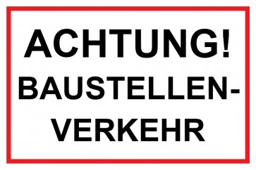 Baustellenschild Achtung Baustellenverkehr | weiß · rot · MAGNETSCHILD