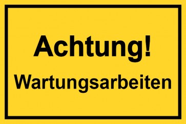 Baustellenschild Achtung Wartungsarbeiten | gelb · MAGNETSCHILD