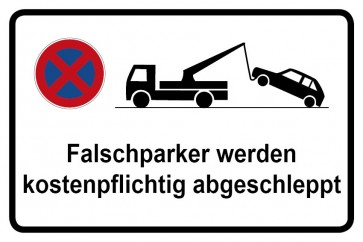 Parkverbotsschild Falschparker werden kostenpflichtig abgeschleppt · MAGNETSCHILD (Magnetfolie)