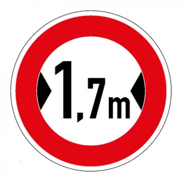 Schild Verkehrszeichen Durchfahrtsbreite  1,7 Meter